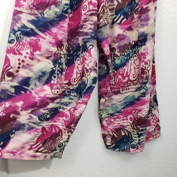 Gone Troppo Women's Sz Large Tie Dye Harem Buttoned Hem Boho Baggy Pants - Picture 5 of 14